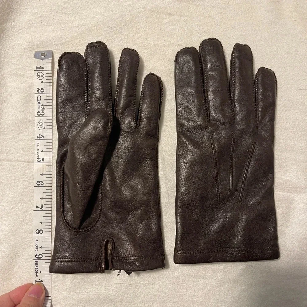 Fownes | Brown Genuine Leather Cashmere Lined Gloves Size XL